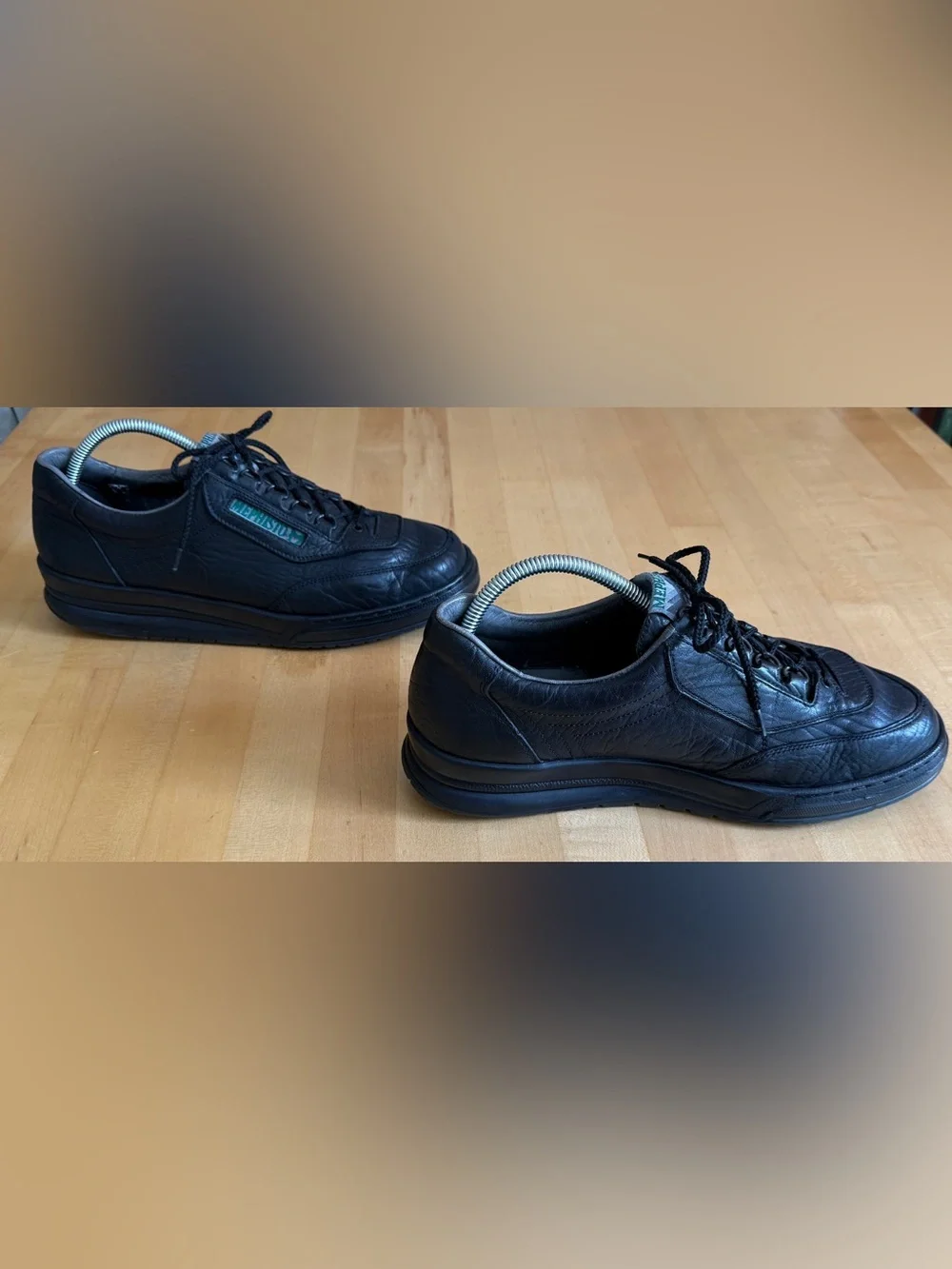 Mephisto Men's Match Black Mamouth 714 Flat Heel Lace-Up Leather Sneakers 10
